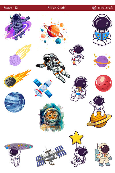 MirayDesign 1 αυτοκόλλητο με θέμα το διάστημα (12x17 cm) για Bullet Journal, ...