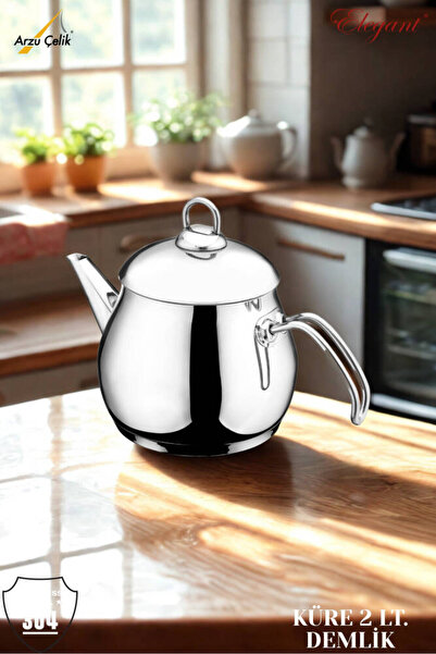 Elegant إبريق شاي فردي من الفولاذ بسعة 2 لتر مع مقبض