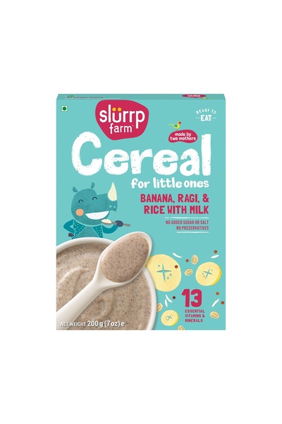 SLURRP FARM حبوب راجي وأرز وموز مع حليب 200 غرام، محلاة قليلاً بمسحوق التمر |...