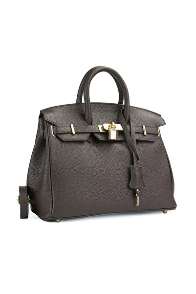 Posete Fagaras Edith Leather Purse - Dark Brown, Genuine Leather Office Bag, ...