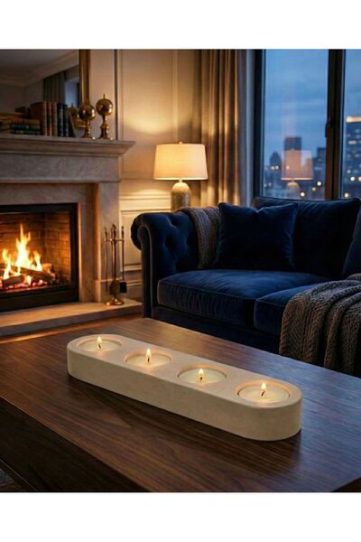 Art-ı Prime Dizayn 4'lü Minimalist Uzun Tealight Mumluk - El Yapımı Şık Masa ...