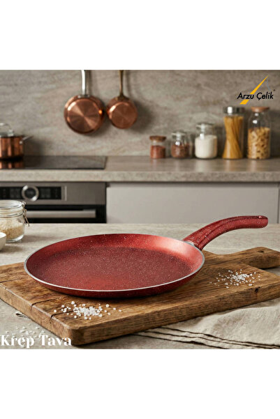 Arzu Çelik 28 cm Granite Crepe Pan - Red