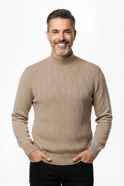 Pulltonic Men's Half Turtleneck Patterned Sweater