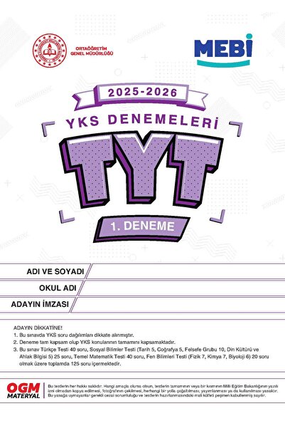 Yetsis Yayınları TYT Mebi Deneme Sınavları - YKS Sınavlarına Hazırlık