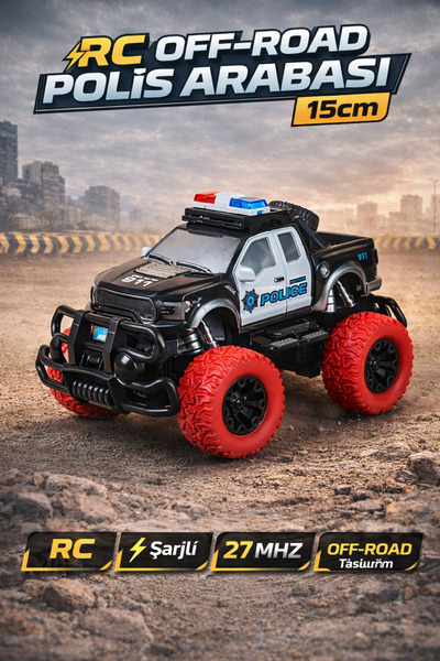 TRENDZONE Şarjlı Uzaktan Kumandalı Polis Arabası 15 cm RC Off-Road Monster Truck