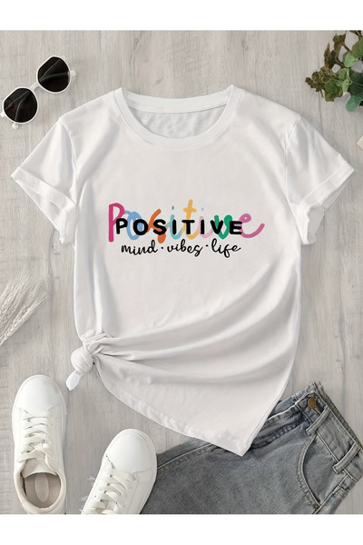 İSMTEXS تي شيرت رياضي للجنسين بطباعة ذات طابع إيجابي مليء بالطاقة وتفاصيل مطب...