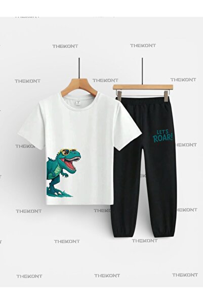THEKONT SET COPII YANDAN DINOSAUR (TRIOC CU BĂRĂTĂ ȘI BĂRĂTĂ CU BĂRĂTĂ)