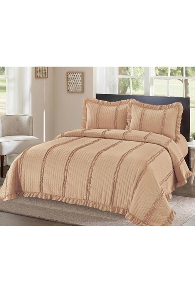 Truva Home Satin Cotton Double Bedspread - Set with Pillowcases, 230x250 cm