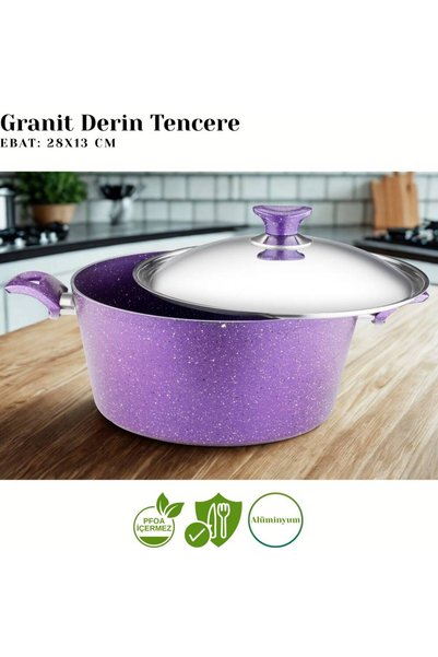 Arzu Çelik 10 Piece Granite Set Steel Lid - Violet