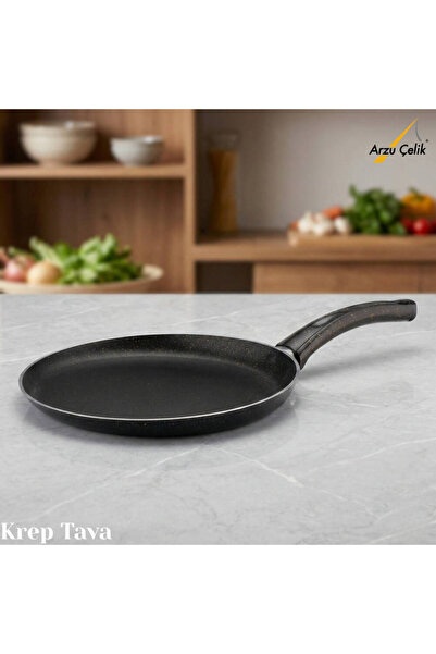 Arzu Çelik 32 cm Granite Crepe Pan - Black