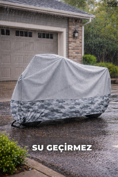 Dock Gray Motorcycle Cover with Lower Camouflage Pattern, Compatible with Bmw F 700 Gs Lock and Bag