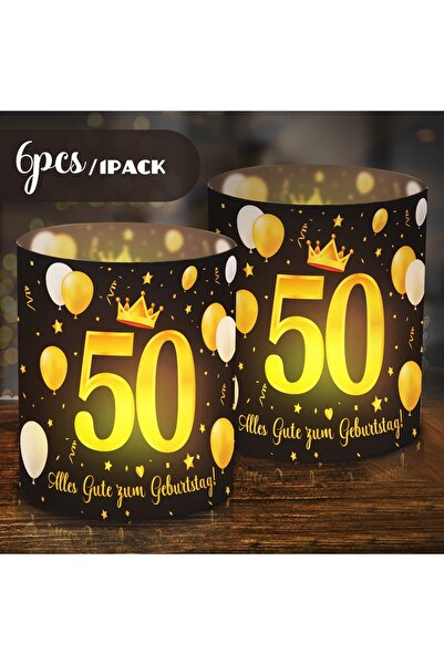 Choice 6pcs 50th Set of 6 Black Golden Crown Element Table Deco Lampshades 16...