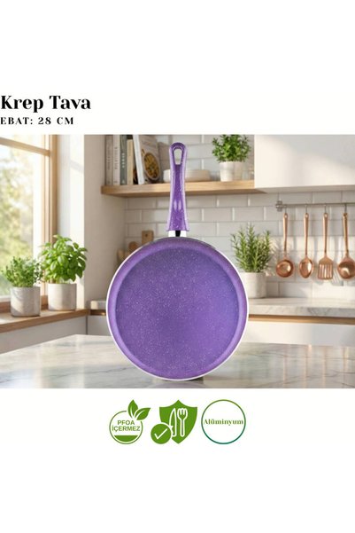 Arzu Çelik 28 cm Granite Crepe Pan - Violet