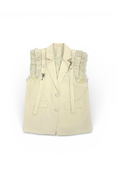 tw3 Дамска жилетка с разширени рамене и брошка