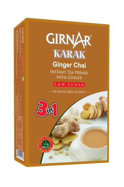 GIRNAR شاي كرك سريع التحضير 2 في 1 بنكهة الزنجبيل، 10 أكياس، 80 غرام