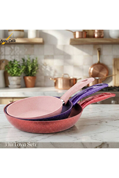 Arzu Çelik 3-Piece Granite Single-Handle Pan Set - Colorful