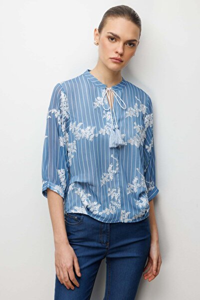 Ekol Embroidered Half Sleeve Blouse