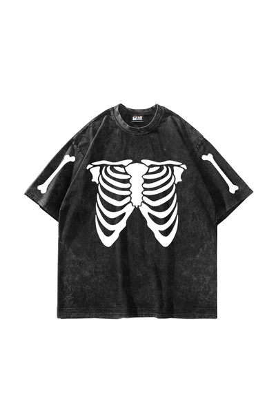 Sekizbiraltı Μπλουζάκι με στάμπα σκελετού θώρακα, υπερμεγέθη, unisex, πλενόμε...