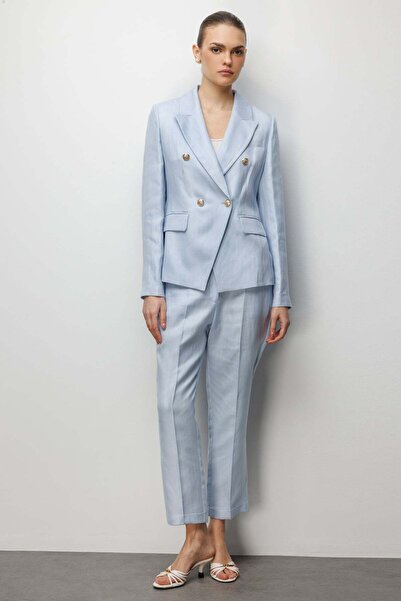 Ekol Süs Metal Düğmeli Dar Paça Pantolon