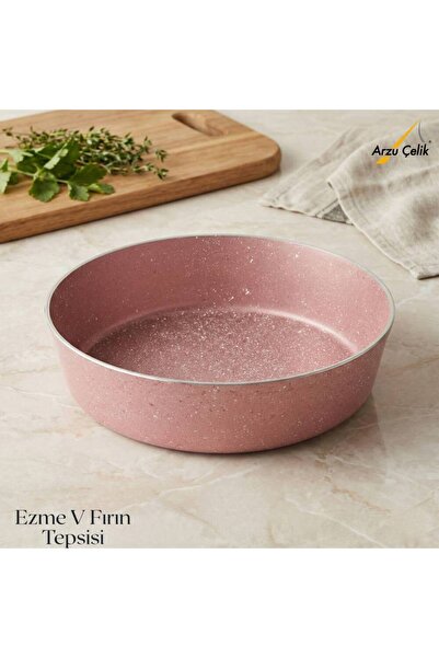 Arzu Çelik 26 cm Granite Crushed V Baking Tray - Pink