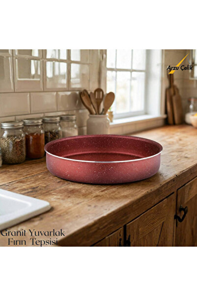 Arzu Çelik 30 cm Granite Round Baking Tray - Red