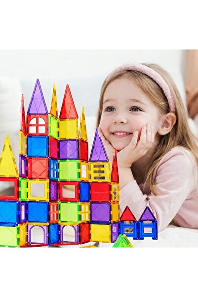 hopinoo Set constructie magnetic Hopinoo™, 120 piese, placi 7, 5 cm, figurine si masinute, sac depozitare