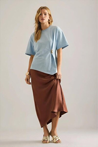 Noi Belis Accessory Detailed Asymmetrical Knitted T-Shirt Ss26Ts0002