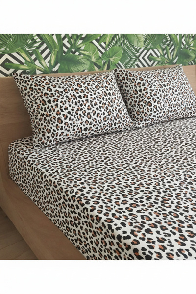 mihriban Single & Double Cotton Sheets Leopard Elasticless (Only Sheets)