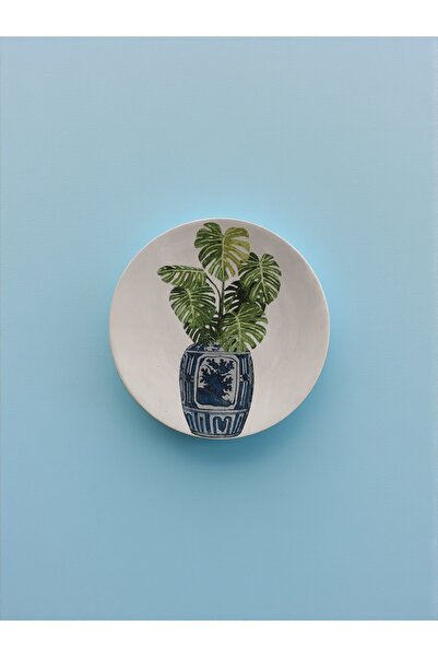 unique florya Duvar Tabağı Küçük Boy Blue Blanc Bitki Temalı Dekoratif Mutfak...