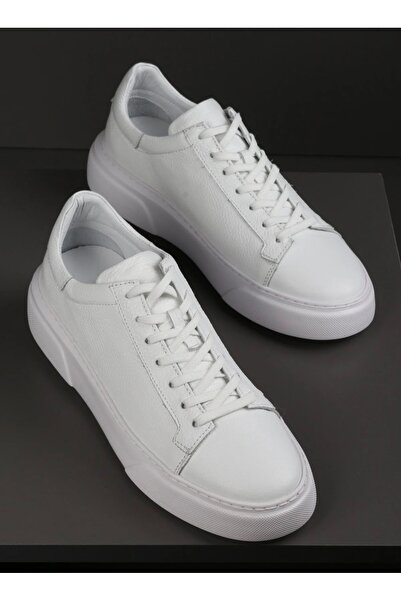 Anıl Ayakkabı Pantofi Senaker casual confortabili din piele naturală albă pen...