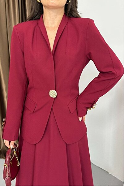 ZF BUTİK Set fustă și jachetă cu nasturi aurii