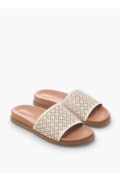 Celeste Women Laser Cut Textured Flat Sandals