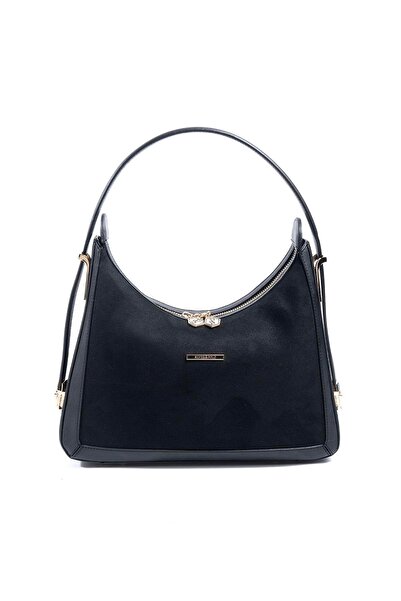 Silver Polo Silver & Polo Sp1187 Women's Shoulder Bag Suede Black