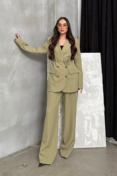 ZF BUTİK Set de pantaloni și jachetă cu detalii accesorii Rose pentru femei