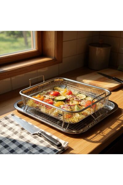 Generic مقلاة مربعة من الفولاذ المقاوم للصدأ من بي آند دي مع سلة