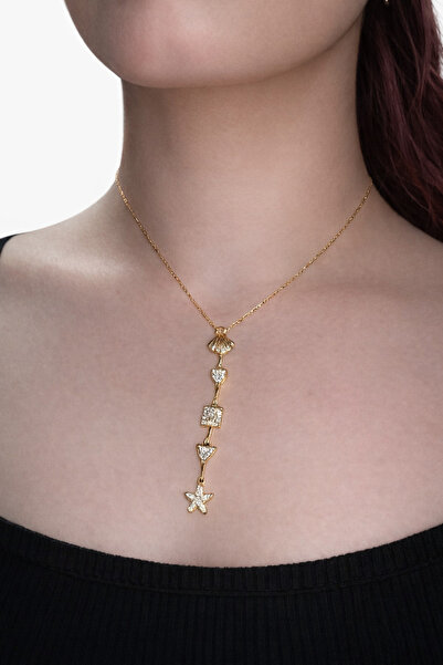 BERF JEWELLERY قلادة نجم البحر على شكل حرف Y