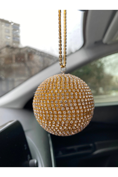 3EGROUP كرة ديسكو مرآة الرؤية الخلفية من حجر الكريستال صغيرة 6 سم ذهبية