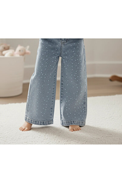 limebabies Blue Wideleg Stoned Girls' Jean Pants (Seasonal Trend)