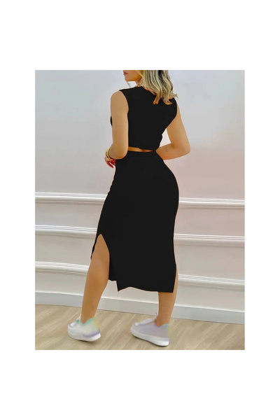 stelol Women's Two Yarn Crop Skirt Double Set