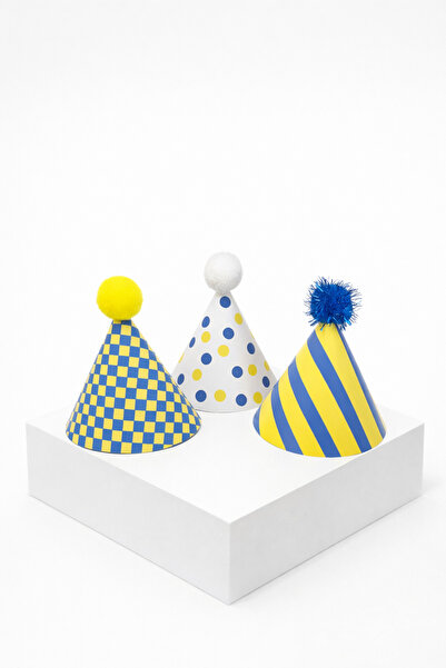 Minia Galben Bleumarin cu model 3 bucăți Pălărie cu glugă de 10cm pentru jucă...