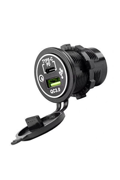 Voltaj IC-266C-5 USB3.0 + Type-C Pano Tipi Çakmaklık Soketi 12-24V