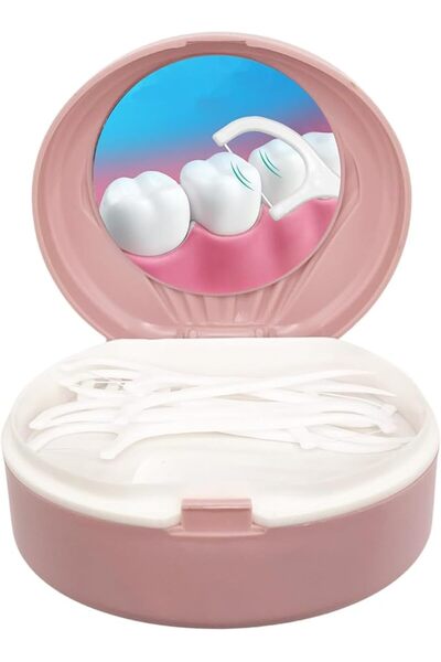 Arabest Dental Floss Portable Case with Mirror, Portable Bilayer Dental Floss...