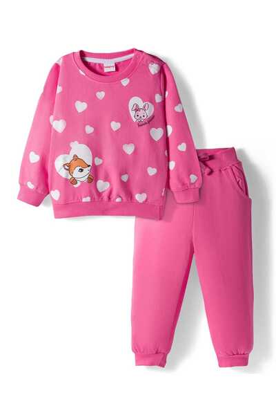 Babyhug Terry Knit Full Sleeves Top and Joggers Set with Heart & Animal Print...