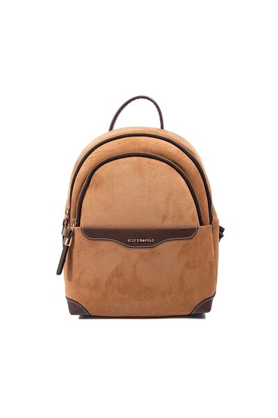 Silver Polo Silver & Polo Sp1265 Women's Backpack Suede Tan-Brown