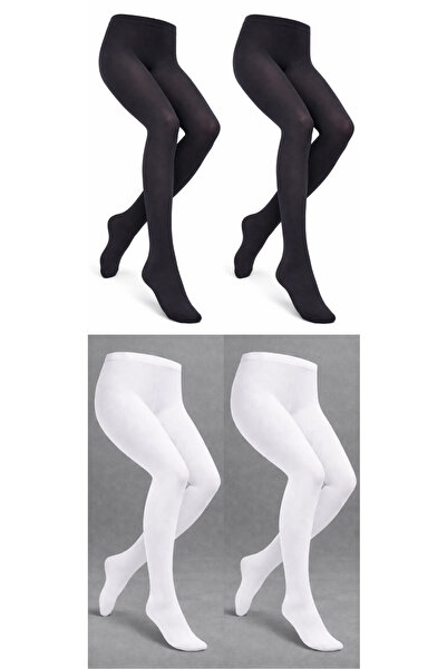 SÜSEN LİNGERİE 2 μαύρα 2 λευκά καλσόν για κορίτσια, σχολικές κάλτσες για κορί...