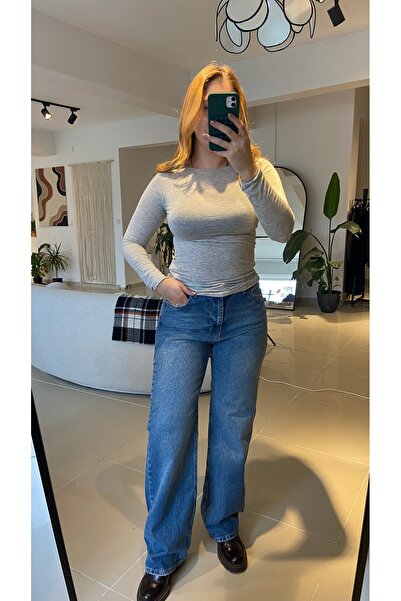 Ezgie Atelier Kayık yaka ultra hafif kaşmir bluz Gri d**lvin