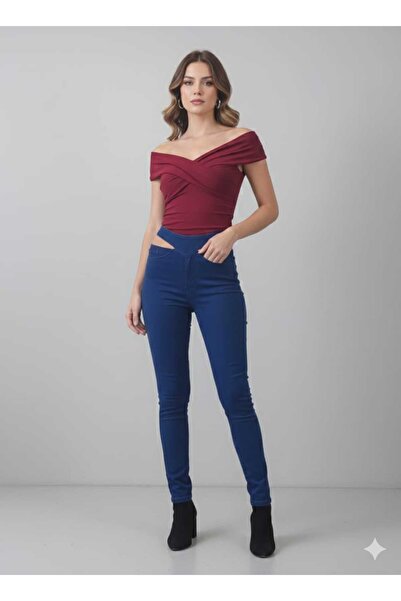 ZAHRAA BRAND Denim pants and off-the-shoulder blouse set