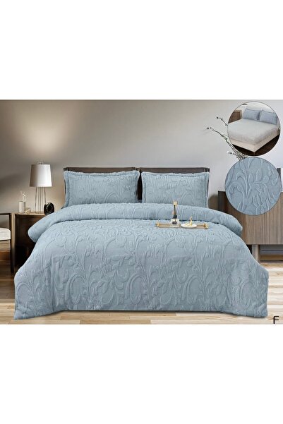 Truva Grup Cocolino Bed Linen with Elastic - 180x200 cm, Embossed Pattern, 4 ...