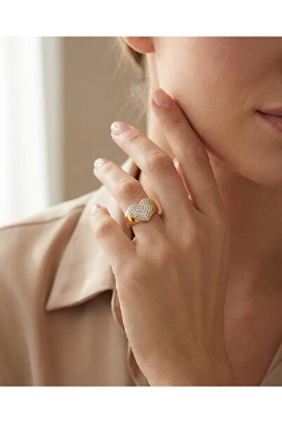 Dorvina 316L Steel Tarnish Resistant Jewelry Gold Color Zircon Stone Heart Va...