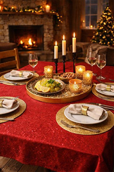 Brandsmiths مفرش طاولة أحمر لامع